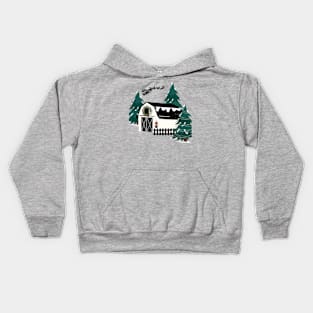 Winter Barn Scene Kids Hoodie